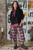 Patrick Plaid Brushed Cotton 7/8 Barrel Pant Burgundy